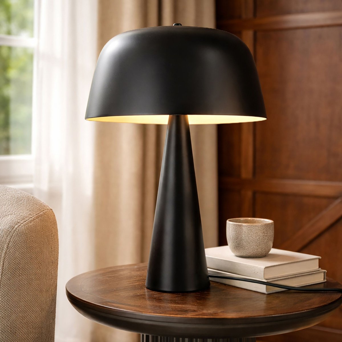 Lampe à poser en métal H40 cm, KALYSTA noir, NOW'S HOME