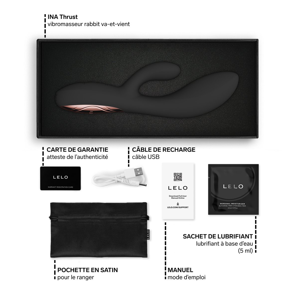 LELO INA Thrust : Rythme Profond, Double Stimulation, 16 Intensités, Twilight Purple black, LELO