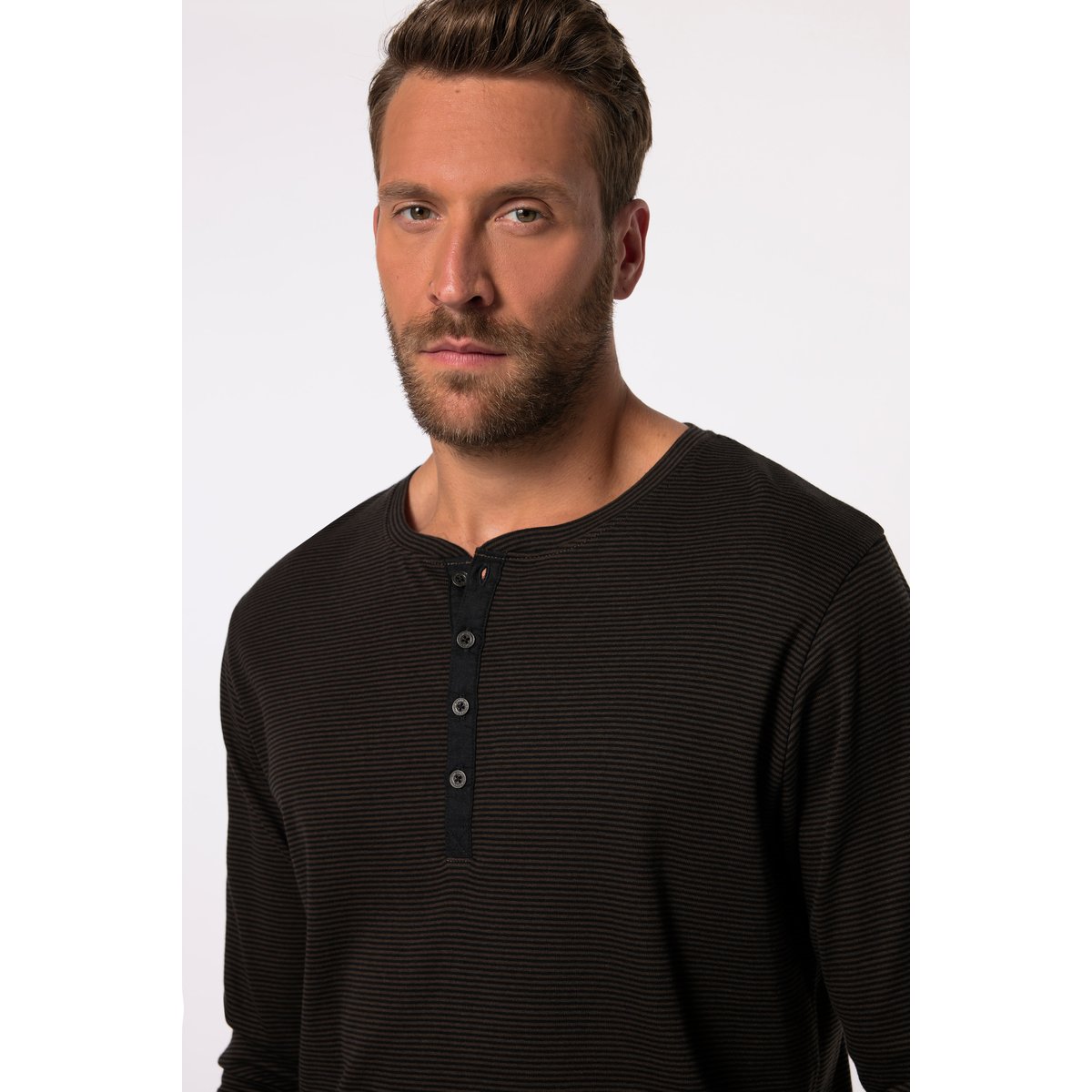 Henley, manches longues, rayures marron foncé, JP1880