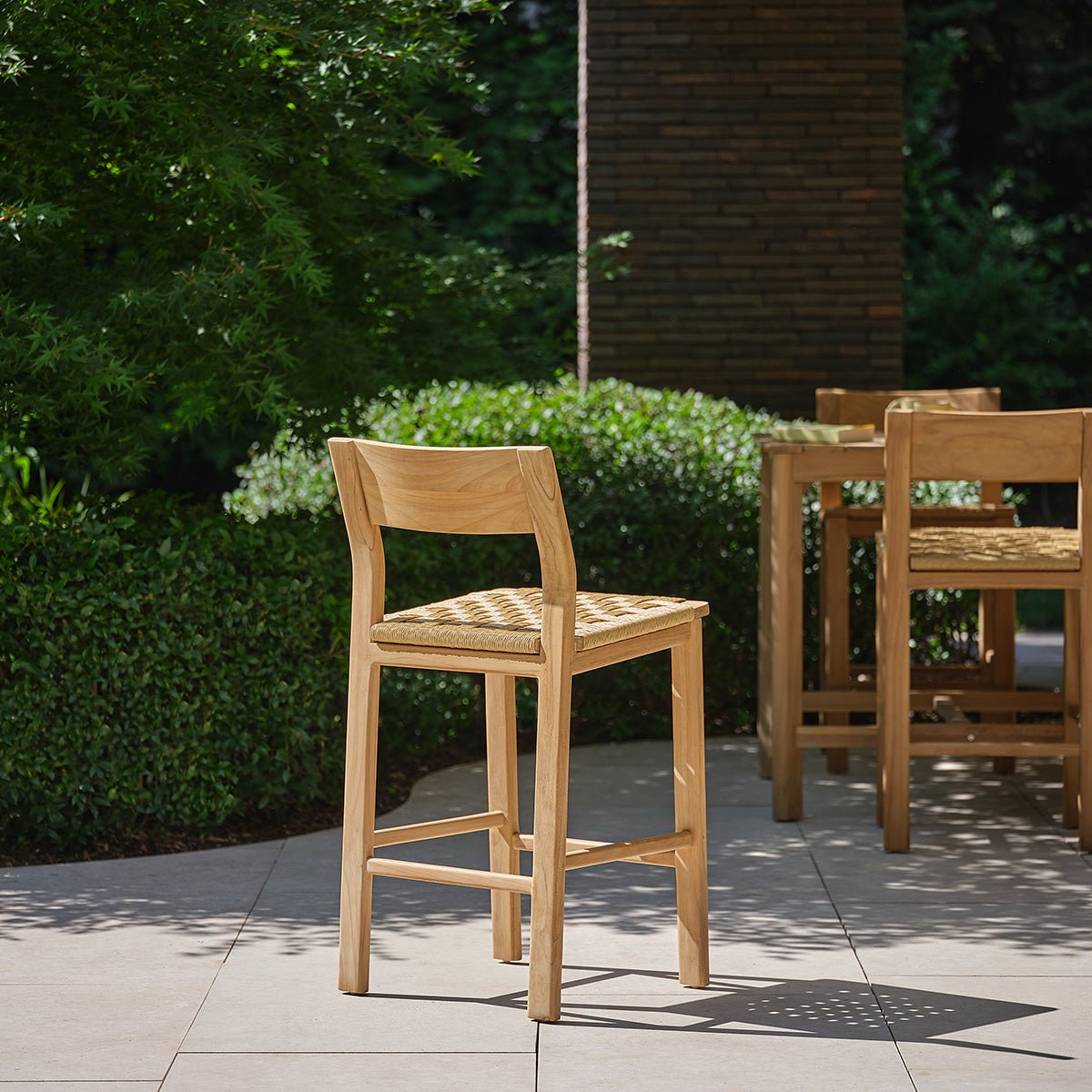 Chaise de bar de jardin en teck PIANA naturel, BERAH GETAH