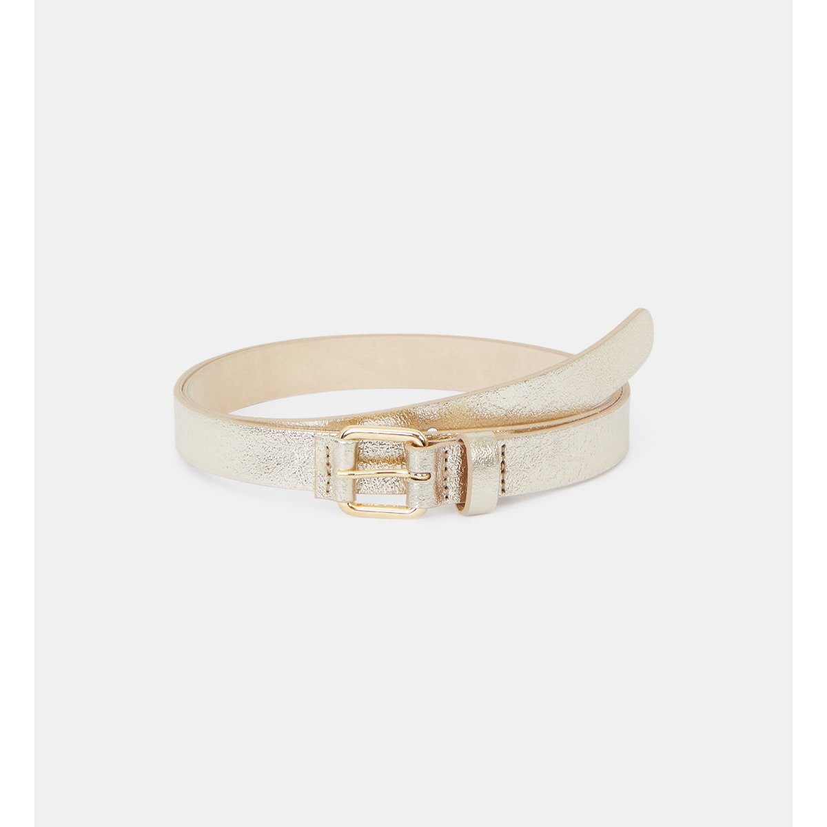 Ceinture fine hicat croûte de cuir doré, GALERIES LAFAYETTE