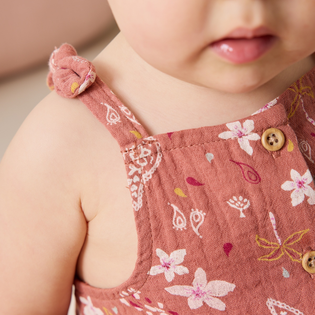 Barboteuse bébé en gaze de coton Arizona terracotta, PETIT BEGUIN