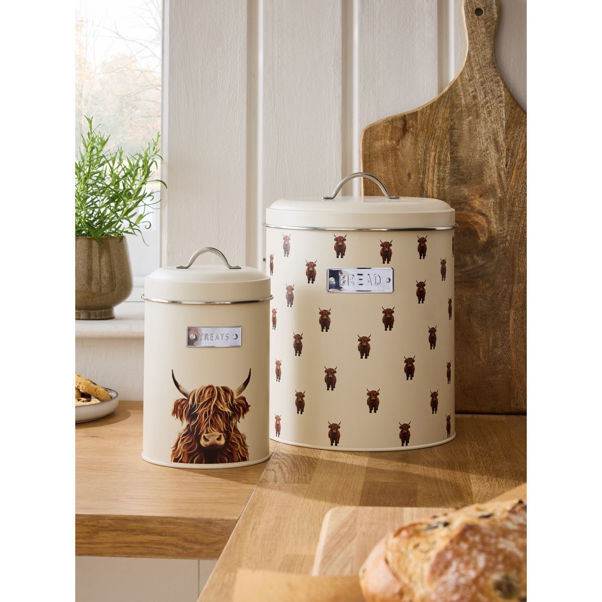 Boîte à pain et bocal friandises, lot de 2 crème, NEXT
