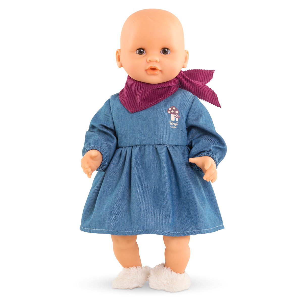 Robe en Jean Manches Longues & Foulard pour poupon 30 cm couleur unique, COROLLE