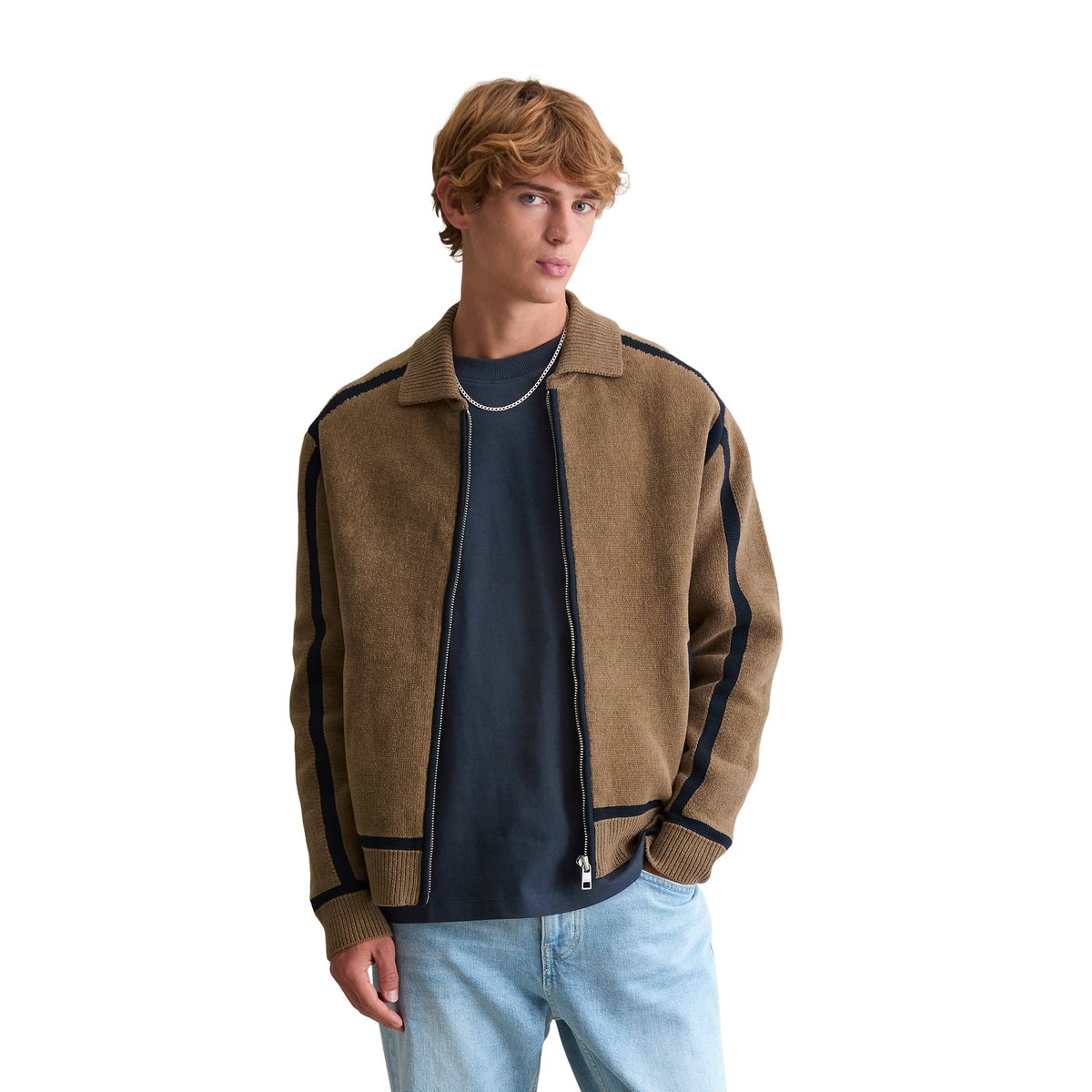 Veste en tricot regular en chenille de coton bio doux marron, MARC O’POLO DENIM