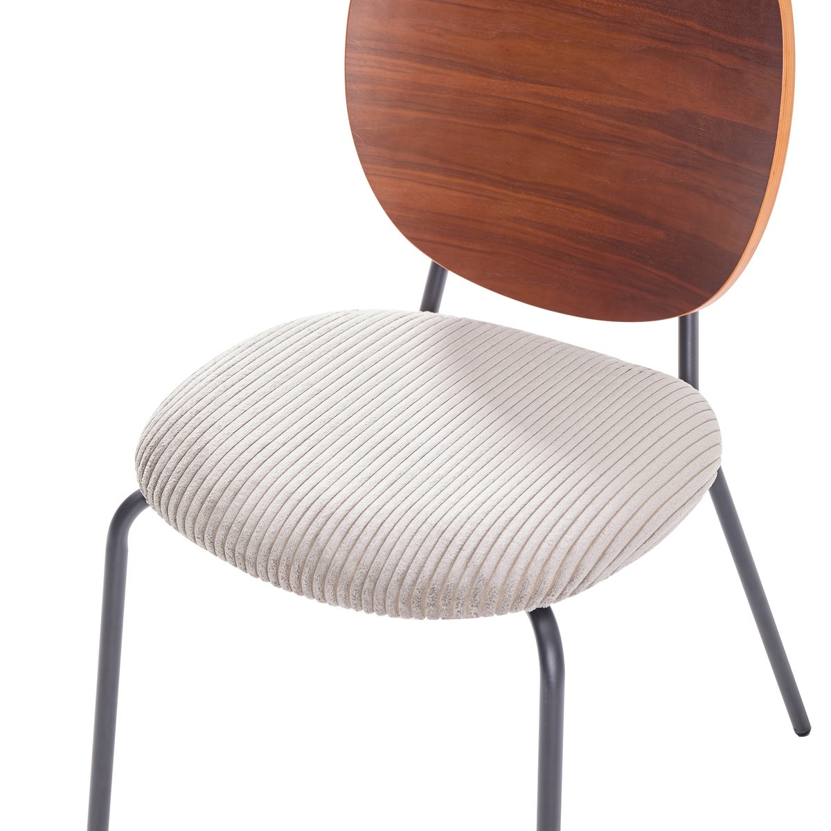 Lot de 2 chaises de salle à manger en bois, métal et velours côtelé, ORUM gris, NORDLYS