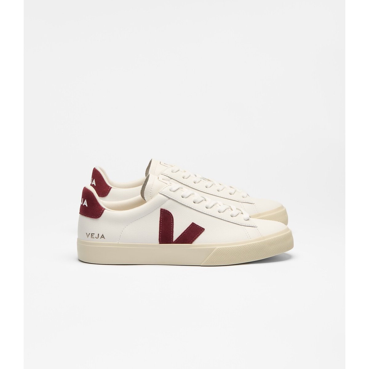 Baskets en cuir CAMPO blanc/bordeaux, VEJA