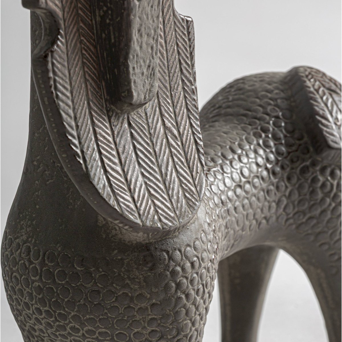 Figurine décorative animale en céramique brun patiné, RECOLLECTION