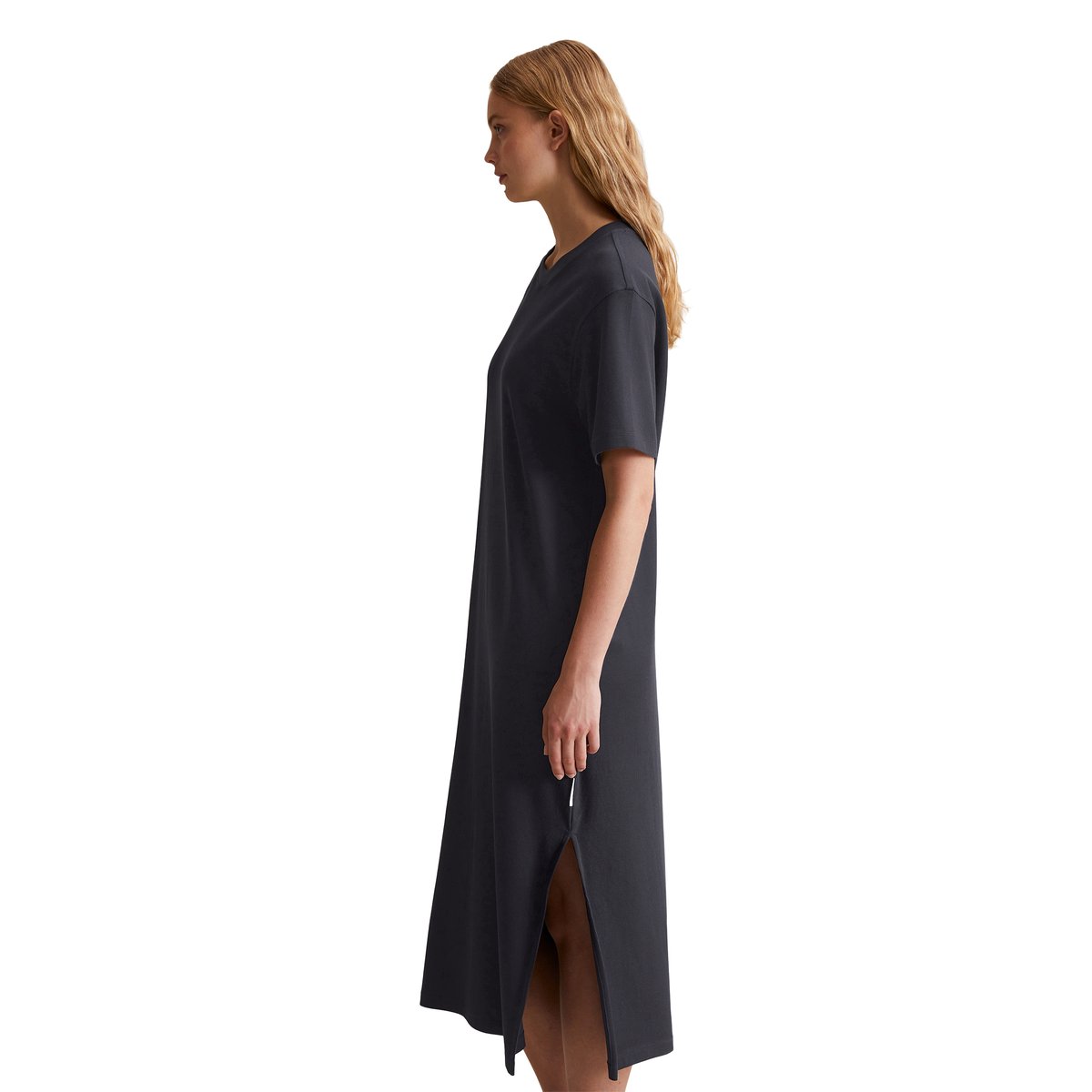 DfC Robe en jersey relaxed en coton bio côtelé bleu foncé, MARC O’POLO DENIM