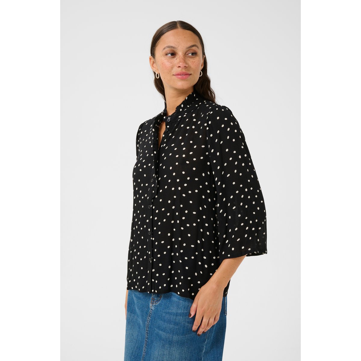 Long sleeved shirt noir/blanc a pois, KAFFE