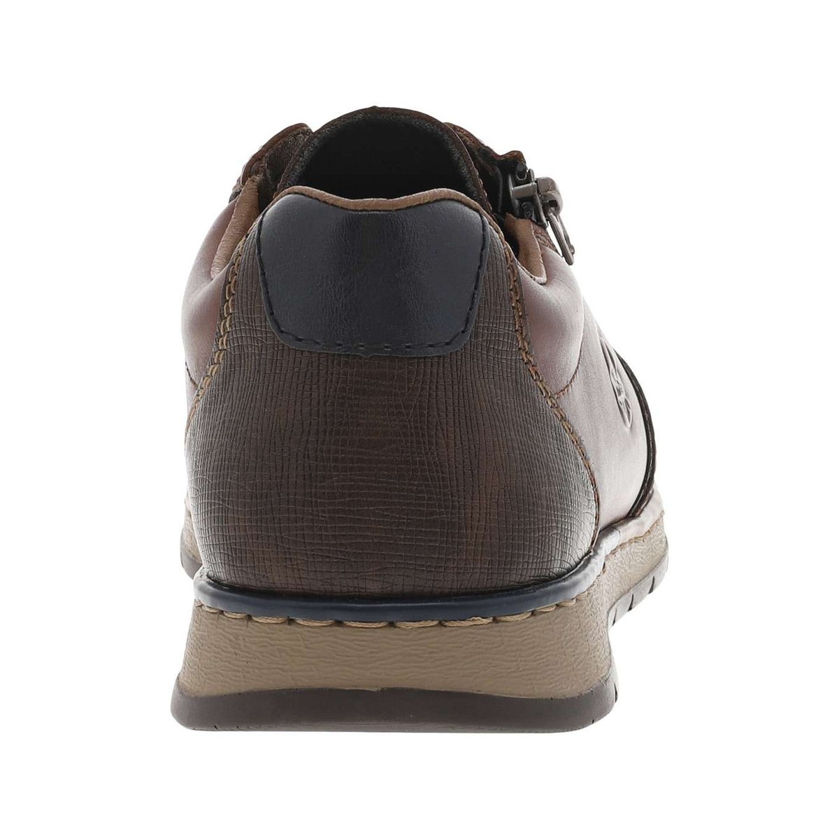 Sneakers marron à talon plat et à lacets plats et zip latéral marron, RIEKER