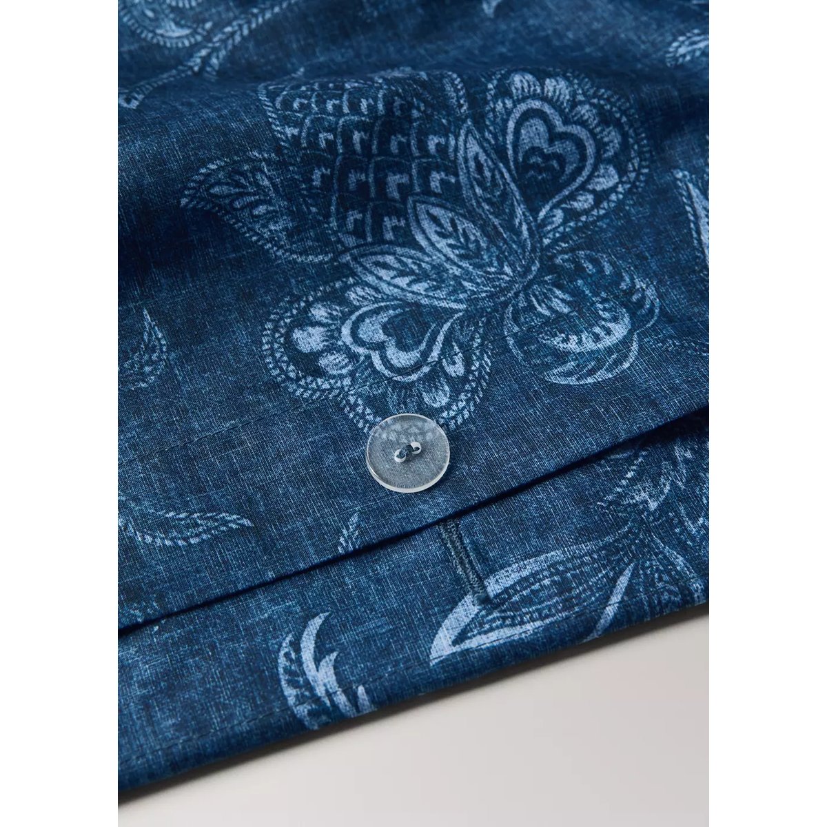 Housse de couette en percale de coton 100 % Lit 135/140 cm bleu indigo, MANGO HOME