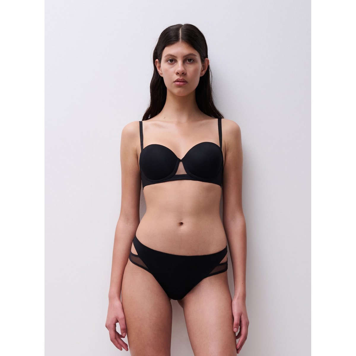 Soutien-gorge bandeau coques bretelles amovibles EDGE noir, CHANTELLE PULP