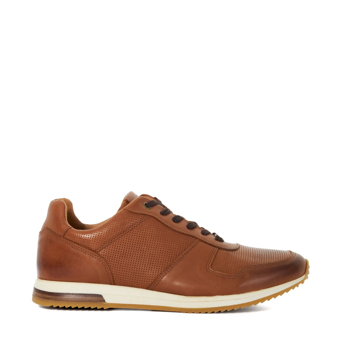 Baskets à lacets en daim coupe large - TRILOGY Wide Fit tan-leather, DUNE LONDON
