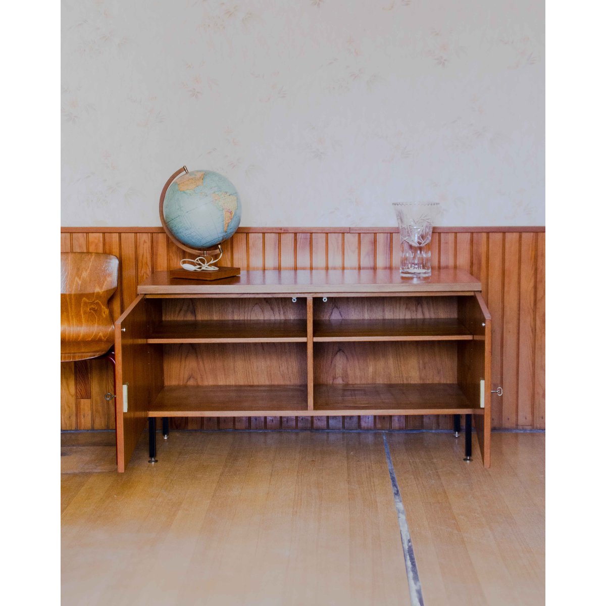 Buffet contemporain en teck Gustave N°1614 - Bon état bois clair, DEBONGOUT