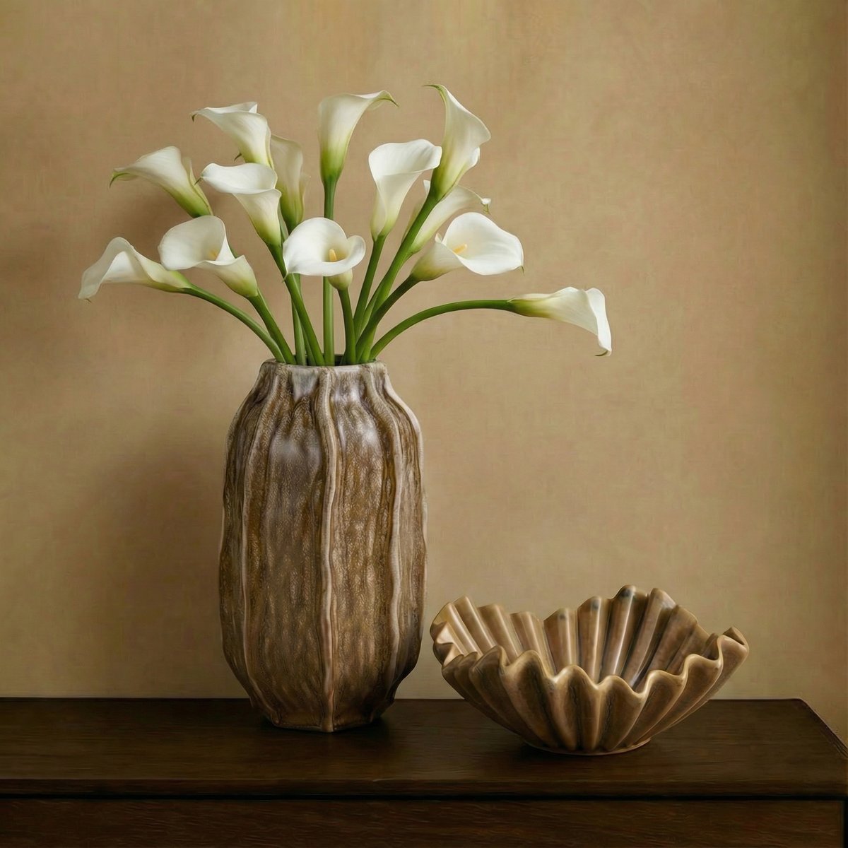 Vase décoratif en céramique artisanale H30 WABI beige, SIA DECO
