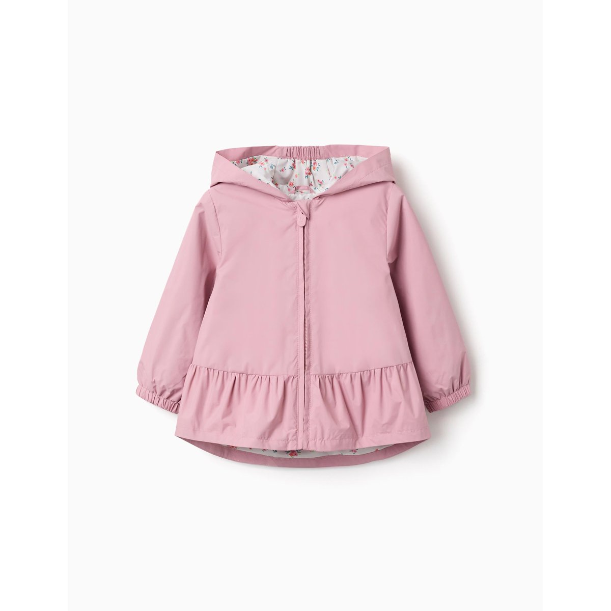 Coupe-vent avec capuche et ourlet à volants rose clair, ZIPPY