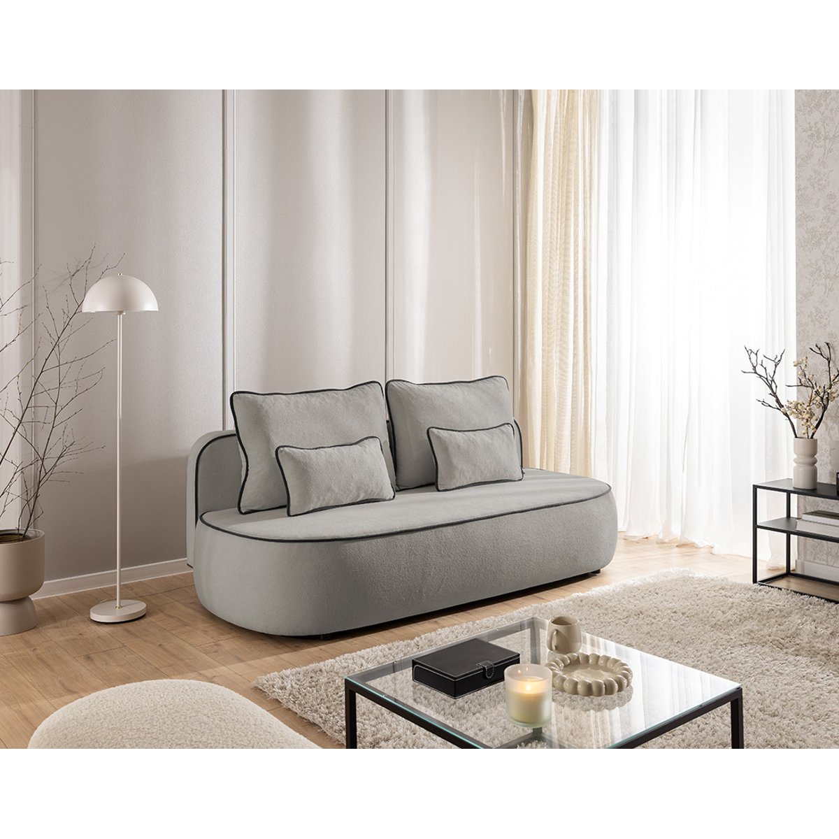Canapé Convertible 3 places - LAURINE gris, BEST MOBILIER