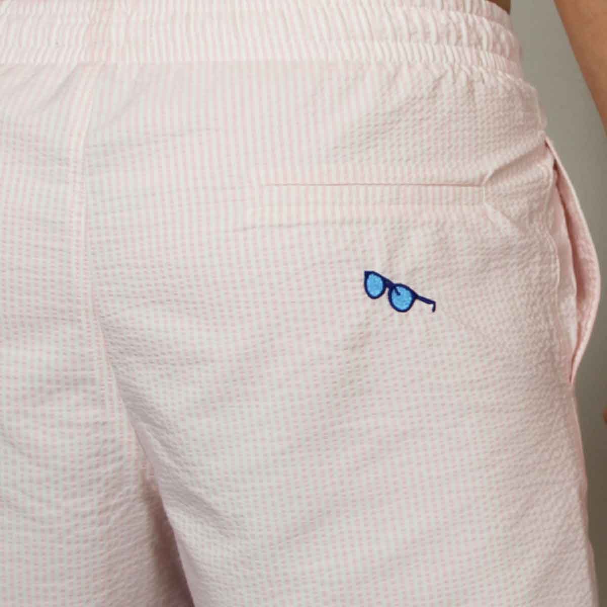 Short de bain Le Solaire Seersucker rose, VENDREDI