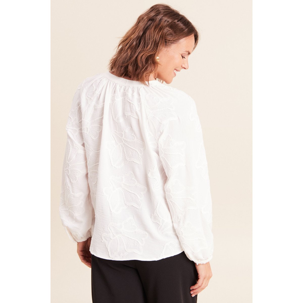 Blouse ample manches longues fluide ecru, BREAL