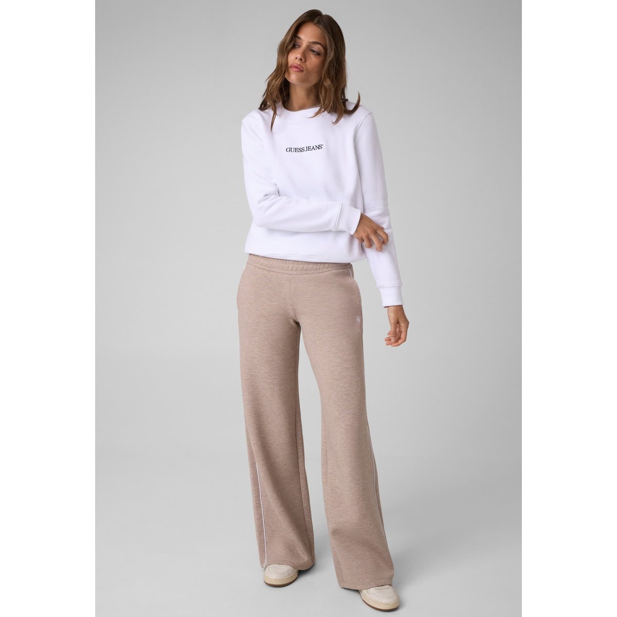 Sweat-Shirt Logo Brodé blanc, GUESS JEANS