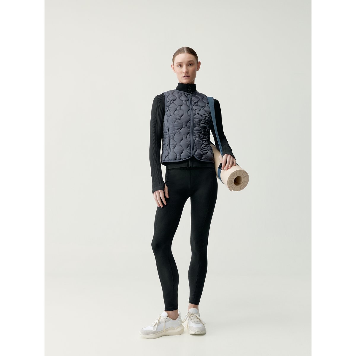 Doudoune sans manches de sport femme Kenal Coupe-vent avec poches gris foncé métallisé, BORN