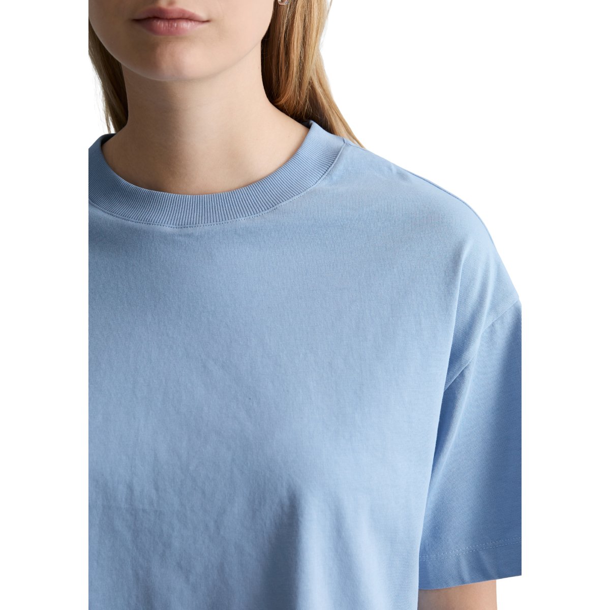 T-shirt à logo relaxed en coton organique bleu moyen, MARC O’POLO DENIM