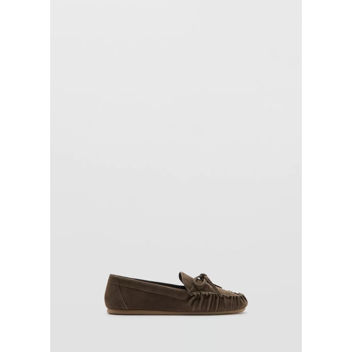 Mocassin en daim bout froncé sable, MANGO