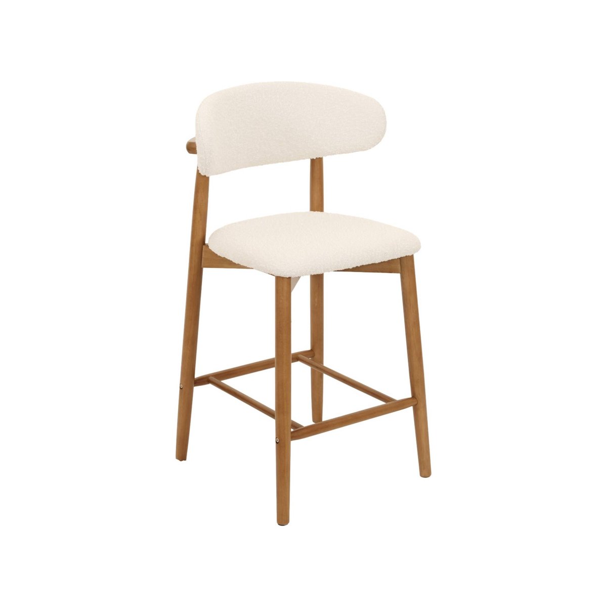Tabouret de bar bois d'hévéa et tissu bouclette (lot de 2)  PAOLA noir, SWEEEK