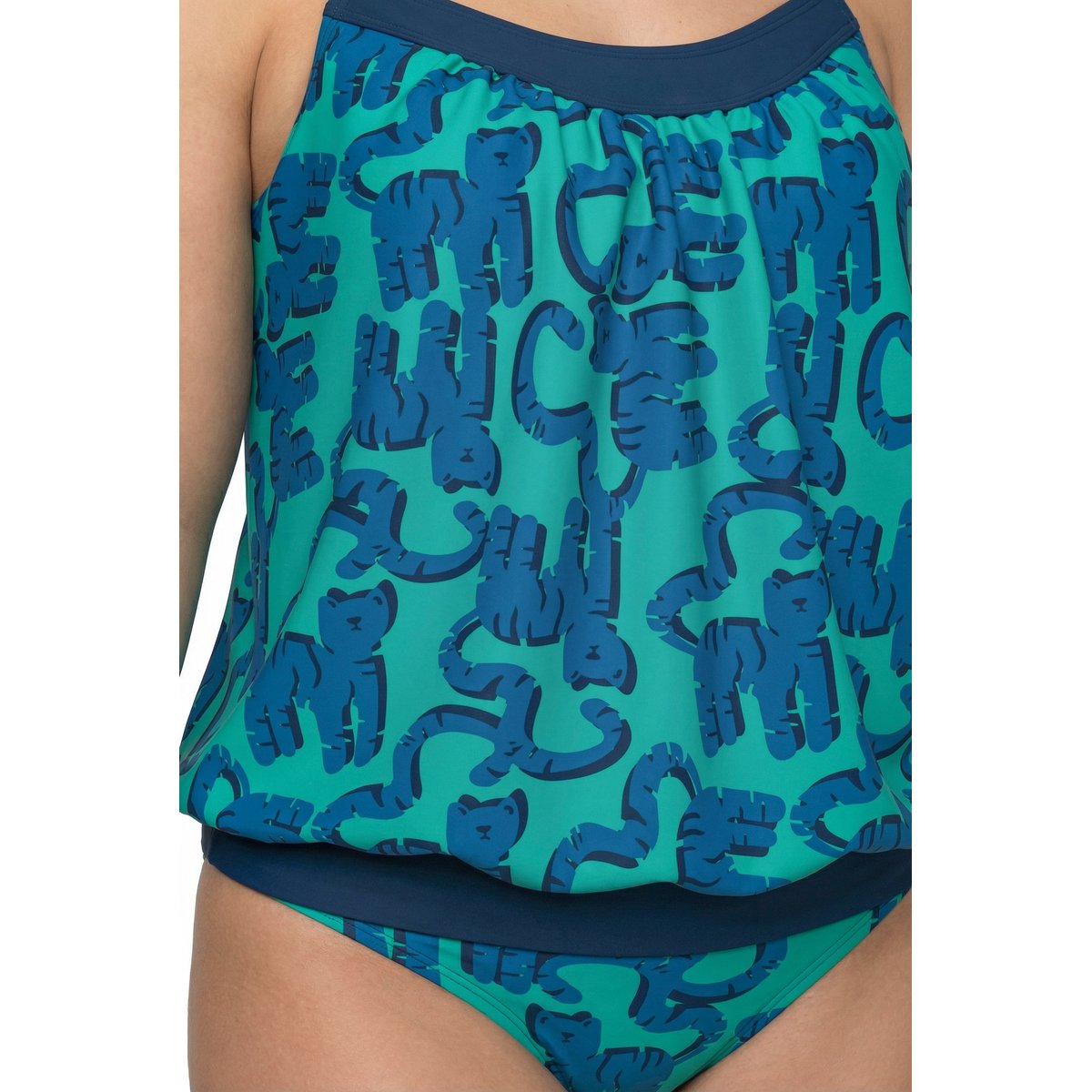 Tankini avec bonnets souples, motif chats vert caraïbes clair, ULLA POPKEN