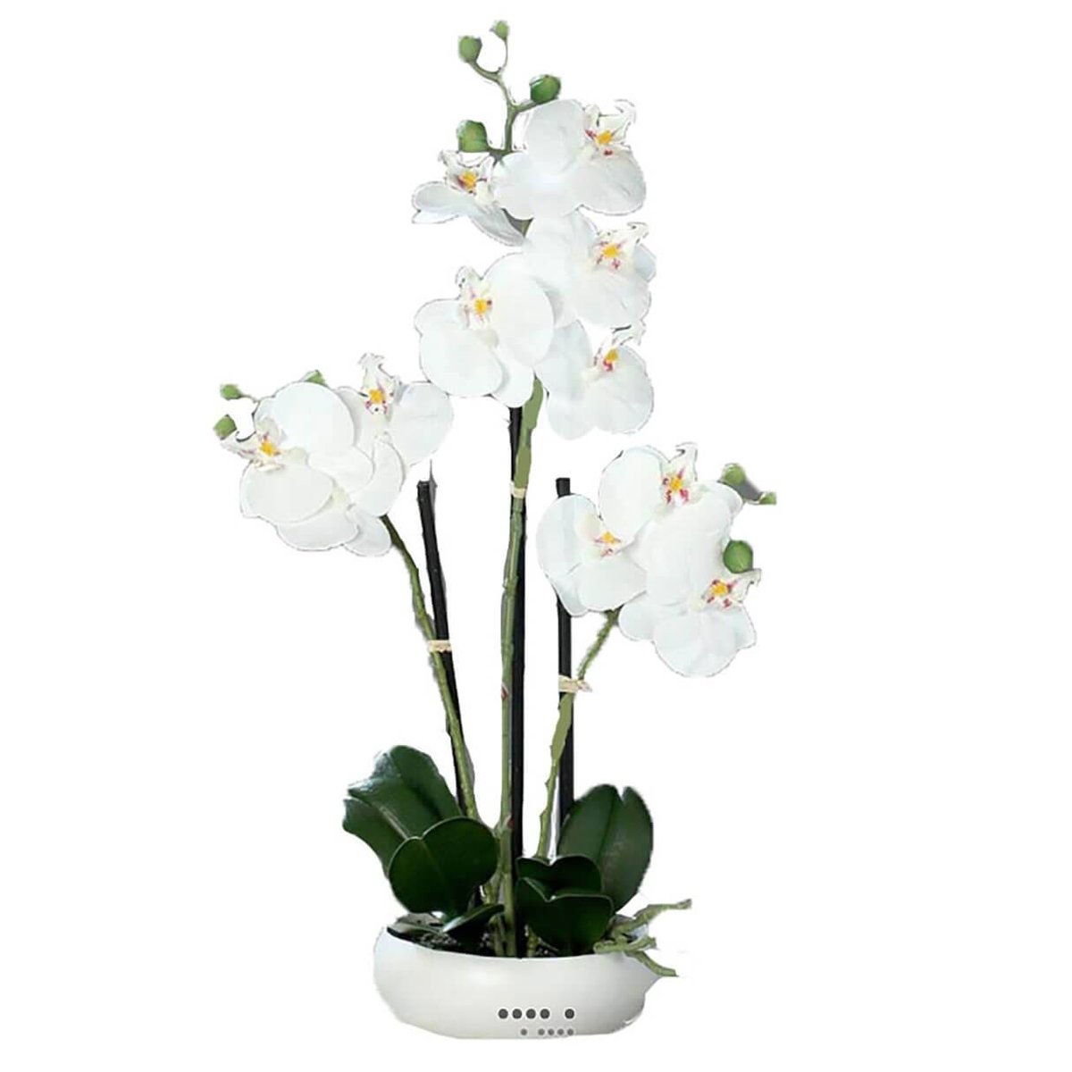 Orchidee factice 3 hampes en coupe ceramique crème, ARTIFICIELLES