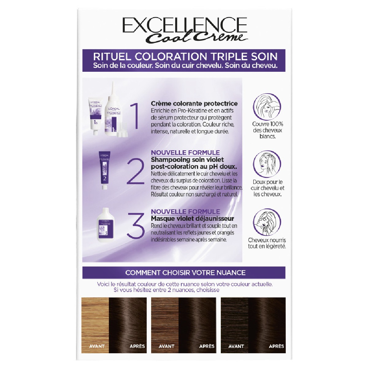 Coloration Excellence Cool Crème 4.11 - châtain ultra cendré, L'OREAL PARIS