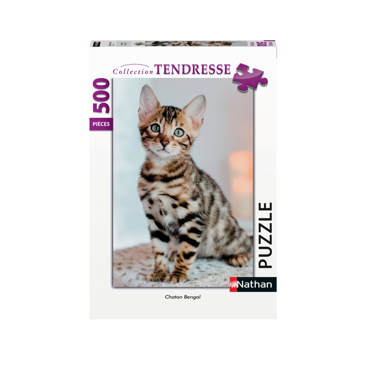 Puzzle 500 p chaton bengal couleur unique, NATHAN
