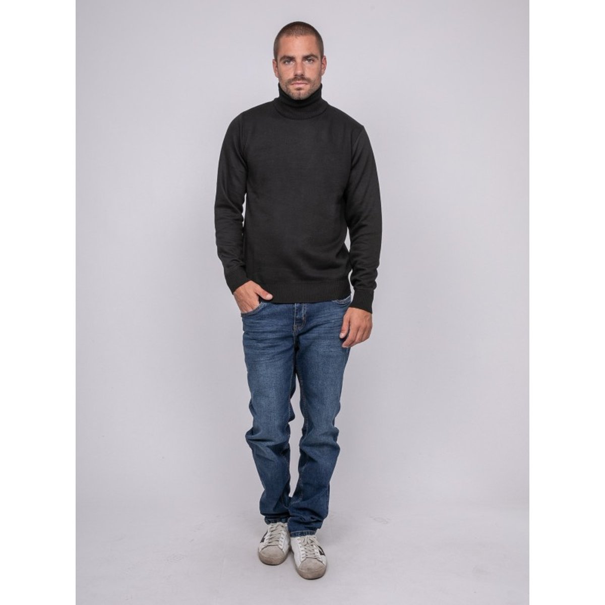 Pull Col Roulé Larlequin noir, RITCHIE