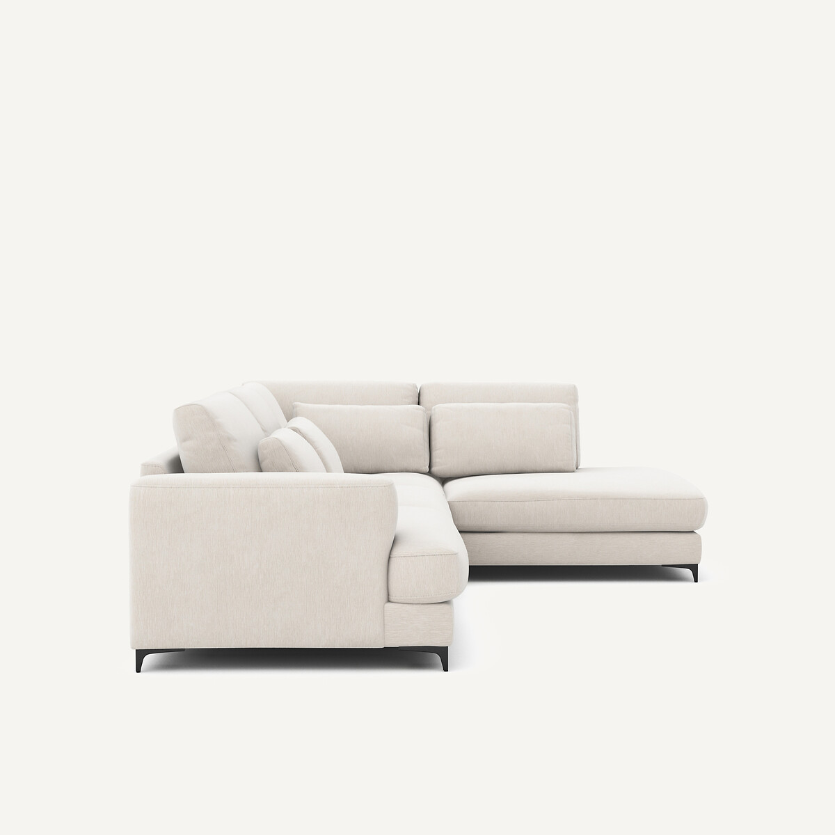 Canapé angle droit convertible, en velours chenille, Marsile blanc, AM.PM