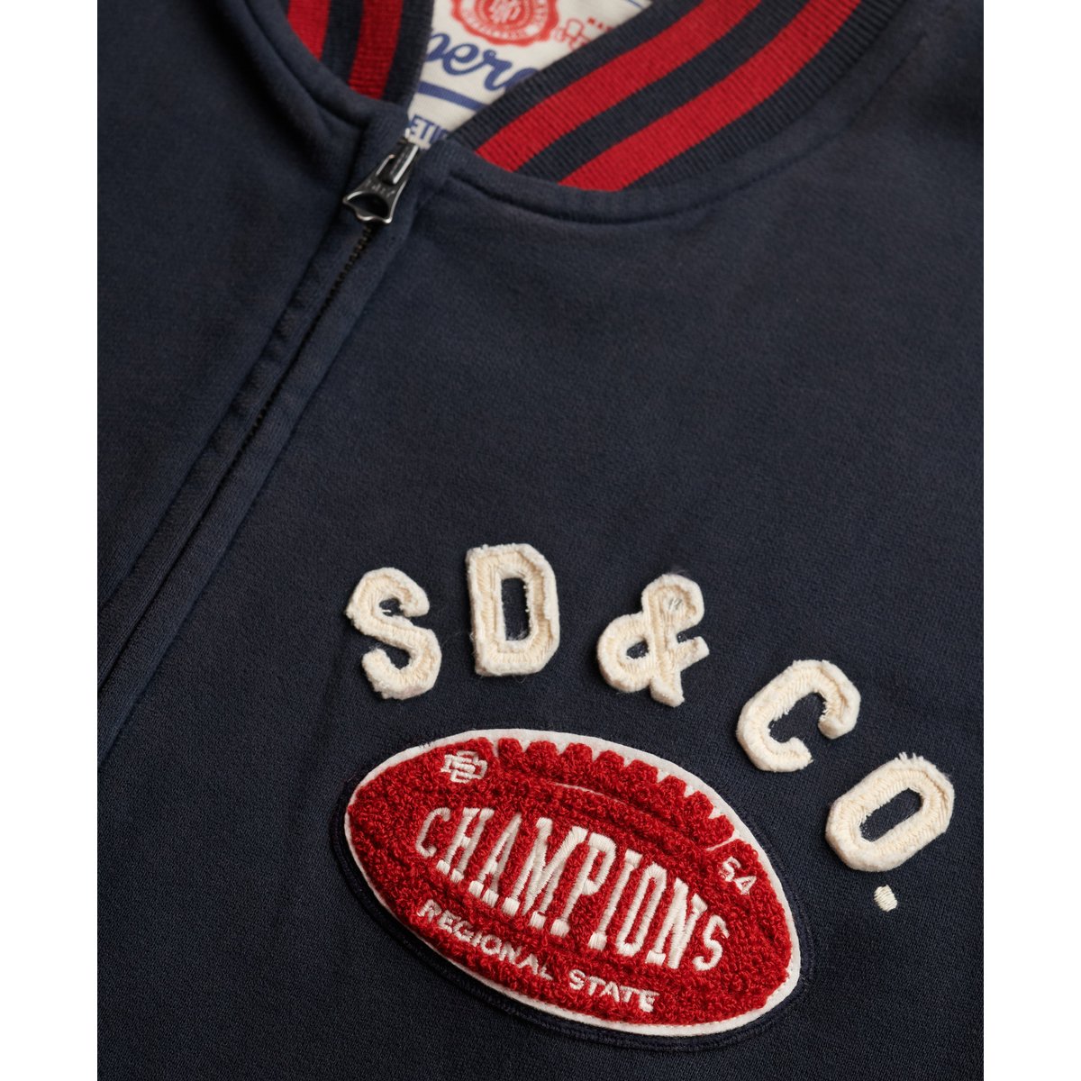 Bomber Track Top Vintage Athletic bleu marine éclipse, SUPERDRY