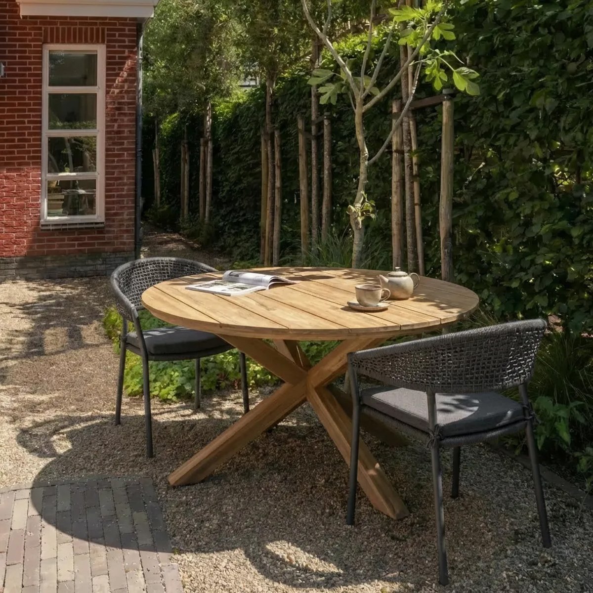 Table de jardin en bois d’acacia 4 personnes KIRO marron, WOOOD