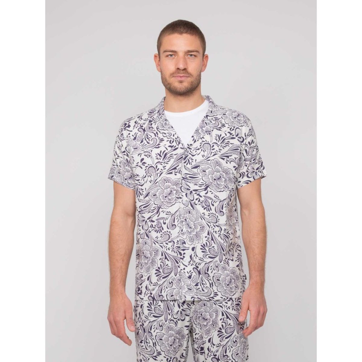 Chemise Manches Courtes Motifs Donupo ecru, RITCHIE