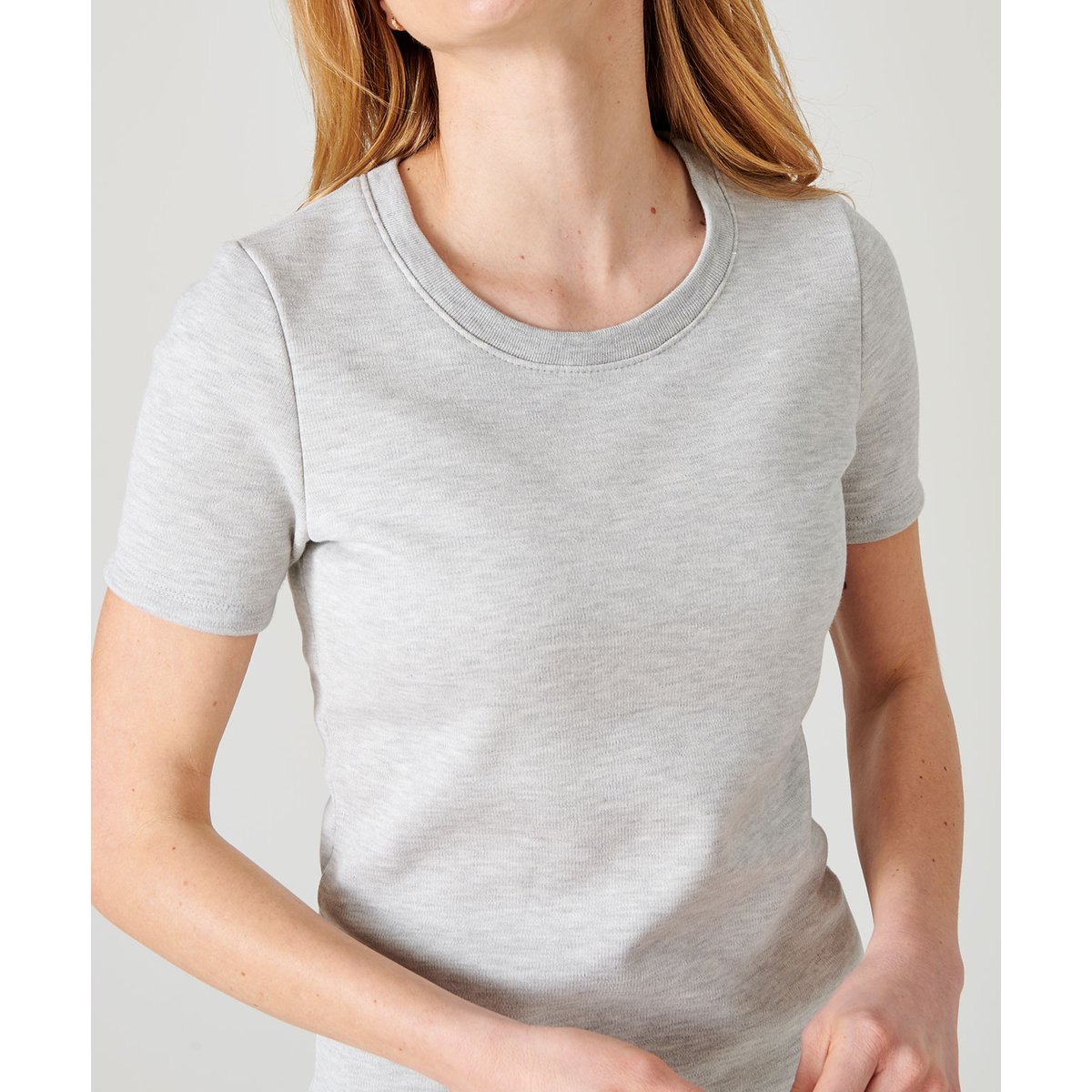 T-shirt en molleton gratté Thermolactyl gris chiné, DAMART