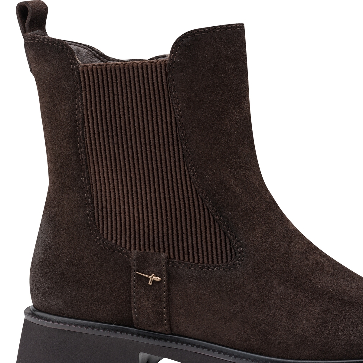 Bottine Chelsea en cuir marron antilope combiné, TAMARIS