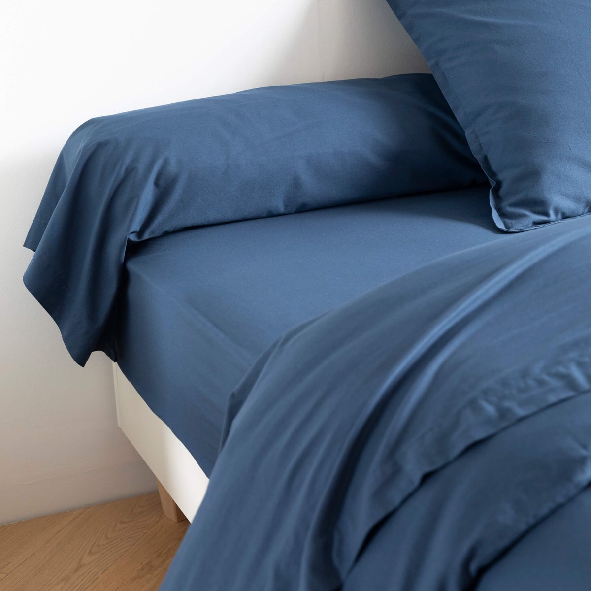 Taie de traversin coton lavé - CELESTE bleu marine, SOMEO