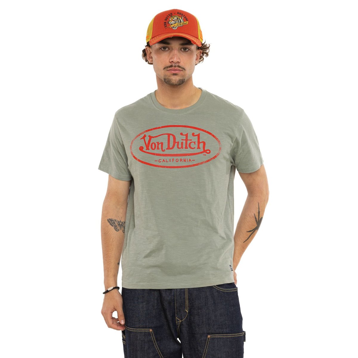 Tee shirt coton BRAD vert/rouge, VON DUTCH