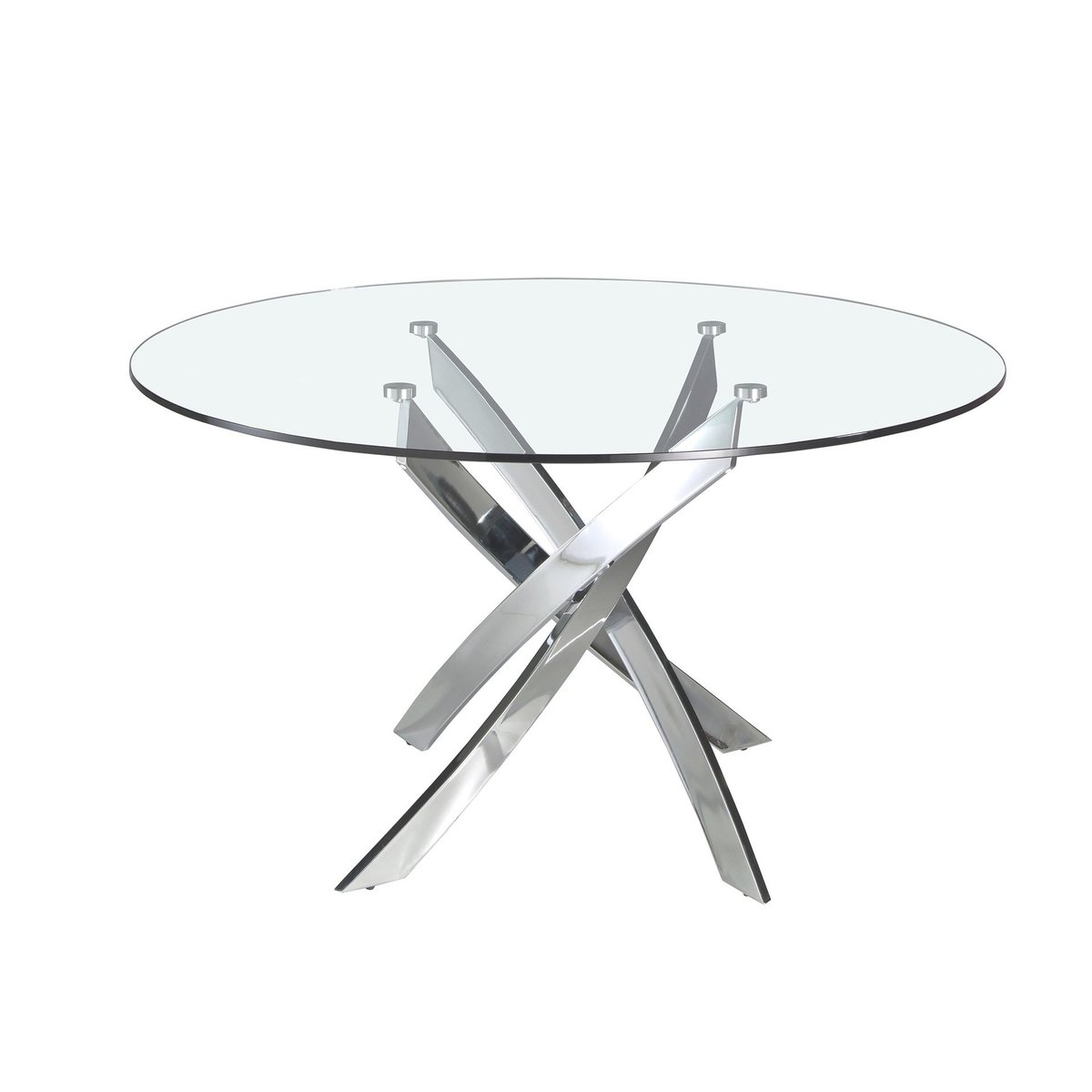 Table à manger ronde verre trempé et acier chromé verre trempé | acier chromé, ANGEL CERDA