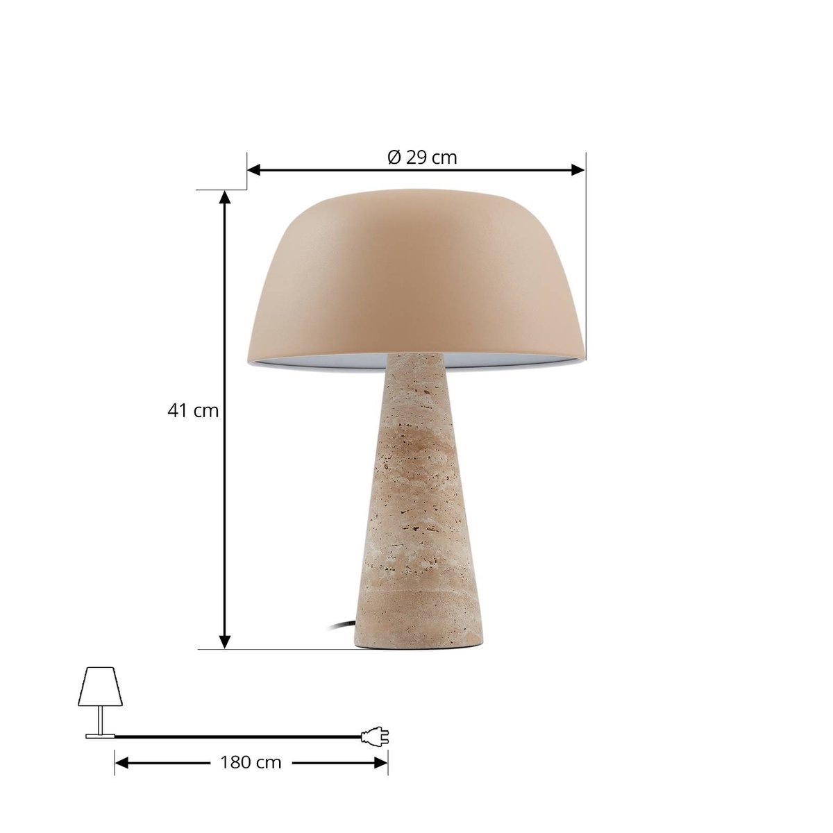 Lampe à poser en pierre moderne, Magritt beige, LINDBY