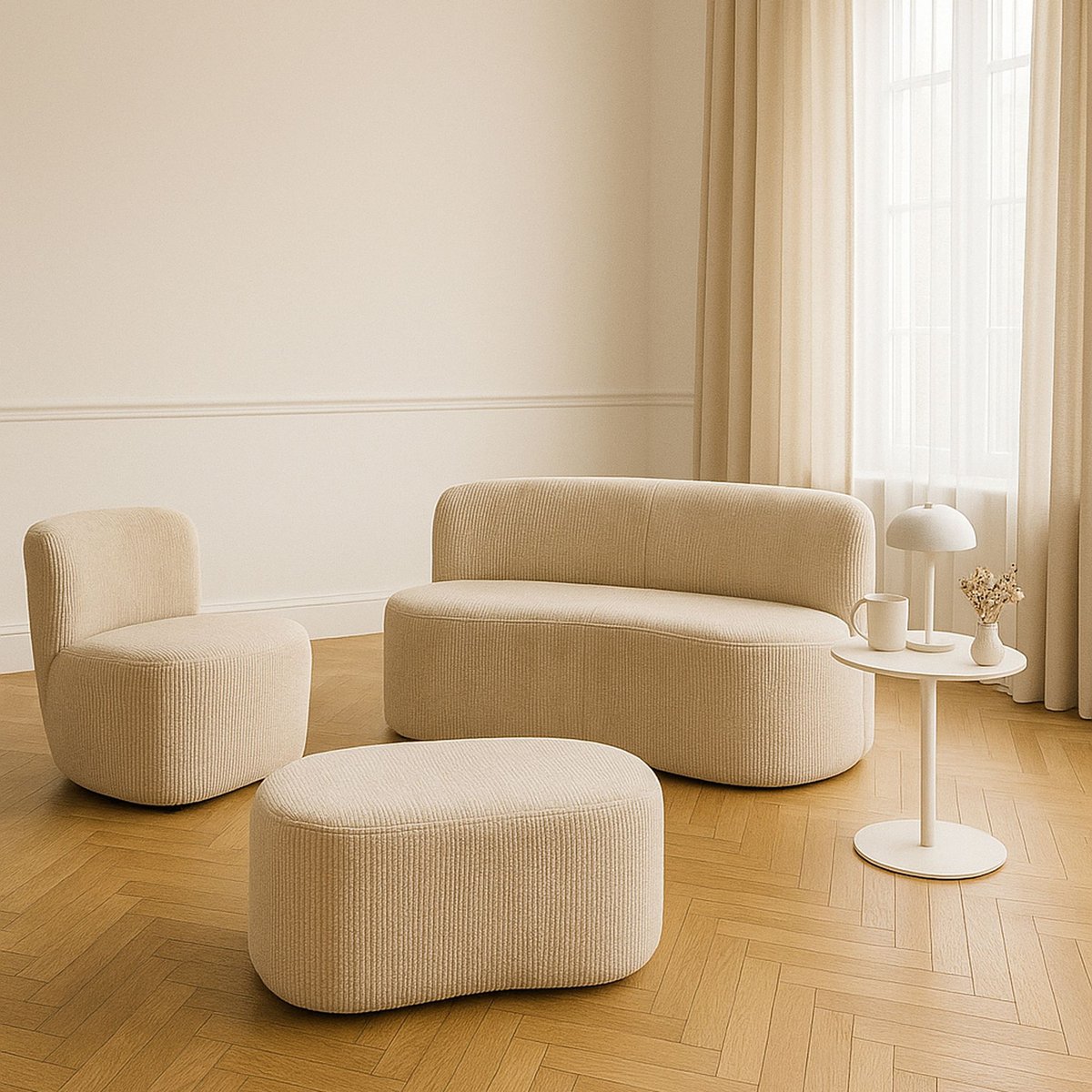 Canapé en tissu bouclette, COME beige, NOW'S HOME