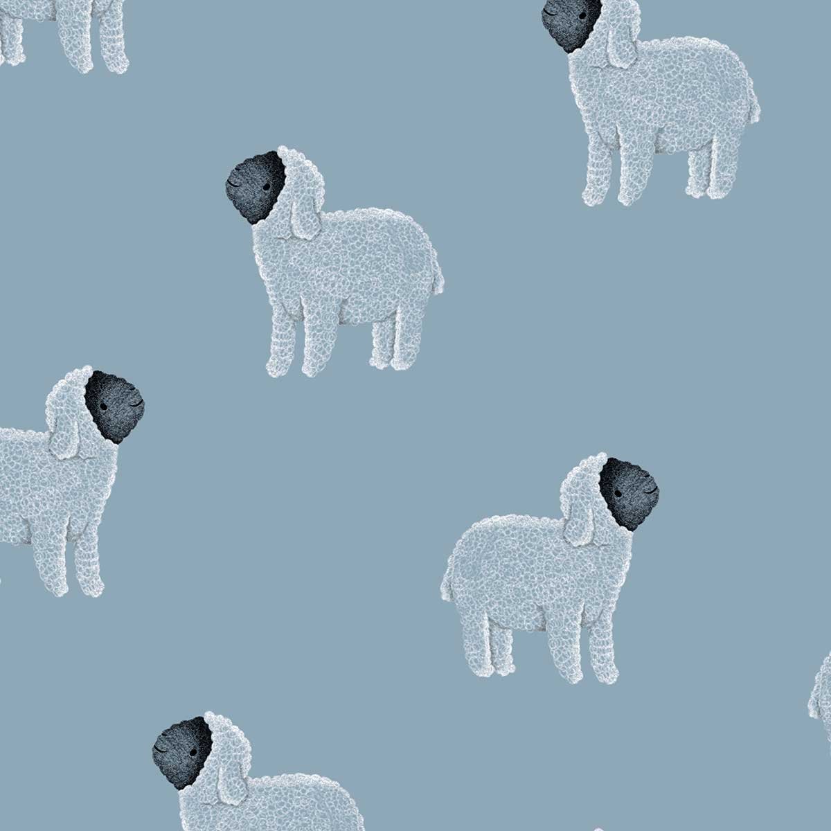 Papier peint petits moutons intissé, HEXOA