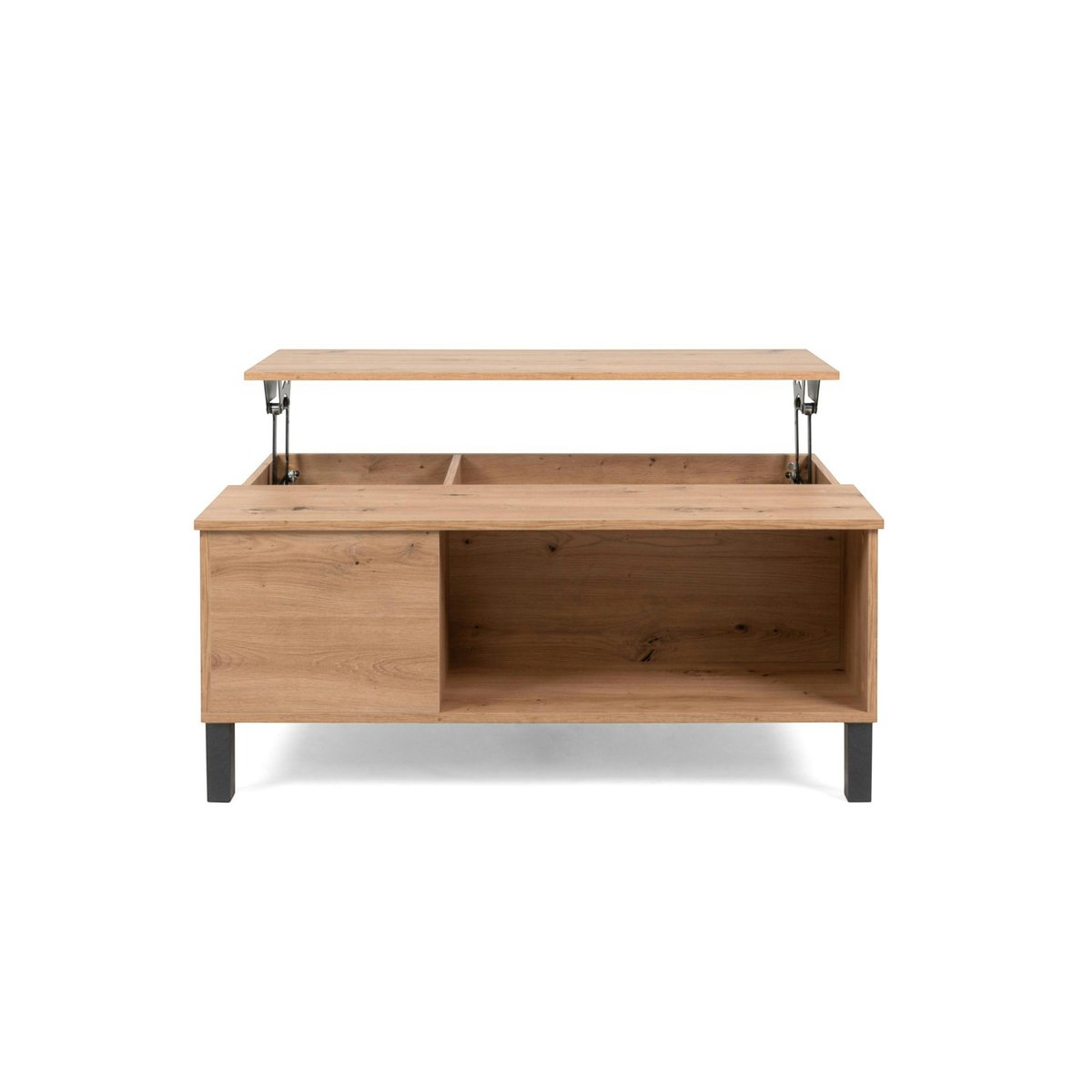 Table basse relevable effet bois avec rangement ALVA bois naturel, PIER IMPORT