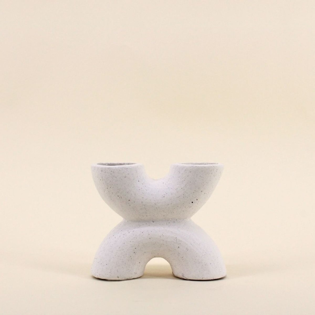 Vase en porcelaine double entrée, H12cm beige, ORNAMI