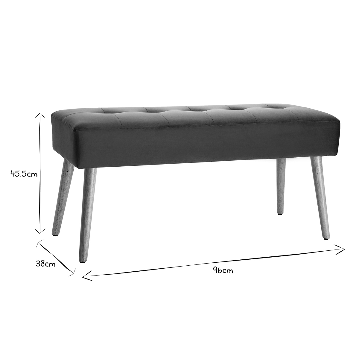 Banc scandinave capitonné L96 cm GUESTA bleu pétrole, MILIBOO