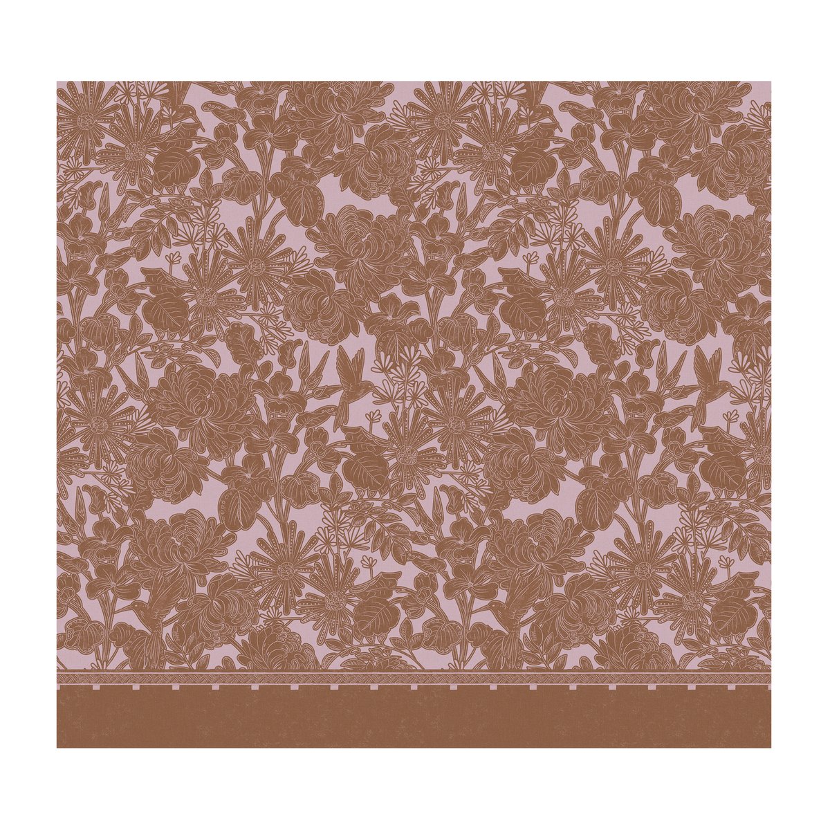 Papier peint panoramique Grandes fleurs brun sur fond rose, ART FOR THE HOME